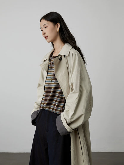 [Colección Birds] CAREMIND Gabardina larga con silueta lavada, nueva prenda casual minimalista para primavera y otoño 