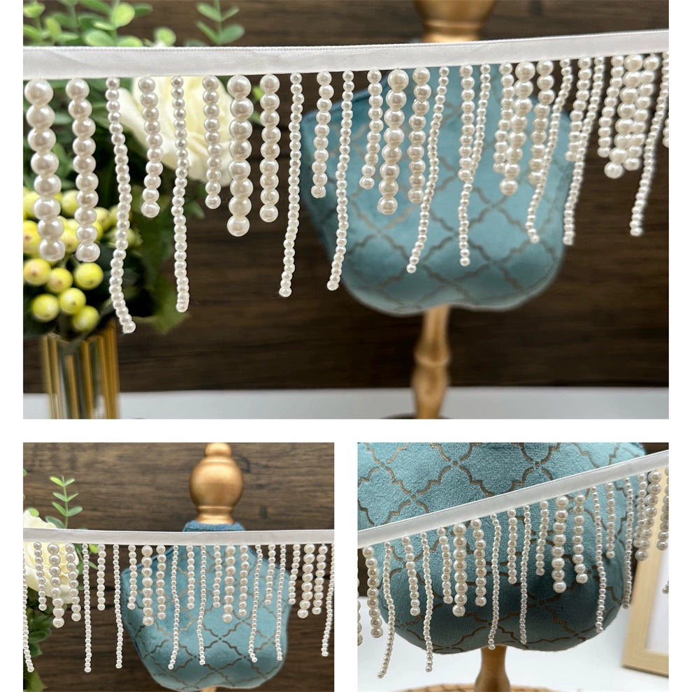 3696 Ancho 7,5 cm con flecos pequeños y fragantes cuentas de viento hechas a mano, cuentas de uñas, accesorios de encaje, bricolaje, ropa, cortinas, accesorios de decoración de sofá