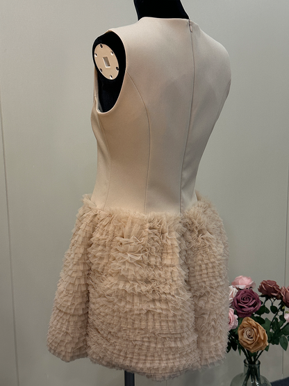 8021★  noble and gentle daughter style dress for women 25 summer thin heavy industry splicing cake skirt
