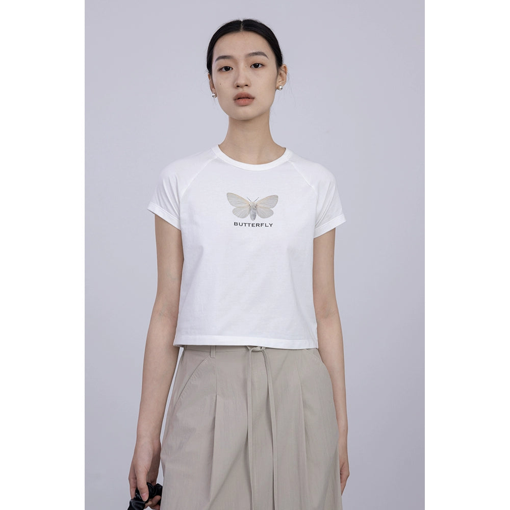 [Oferta especial por tiempo limitado] CAREMIND Camiseta ajustada de cuello redondo de manga corta para mujer, en blanco y negro, sencilla, transpirable, corta para mujer 