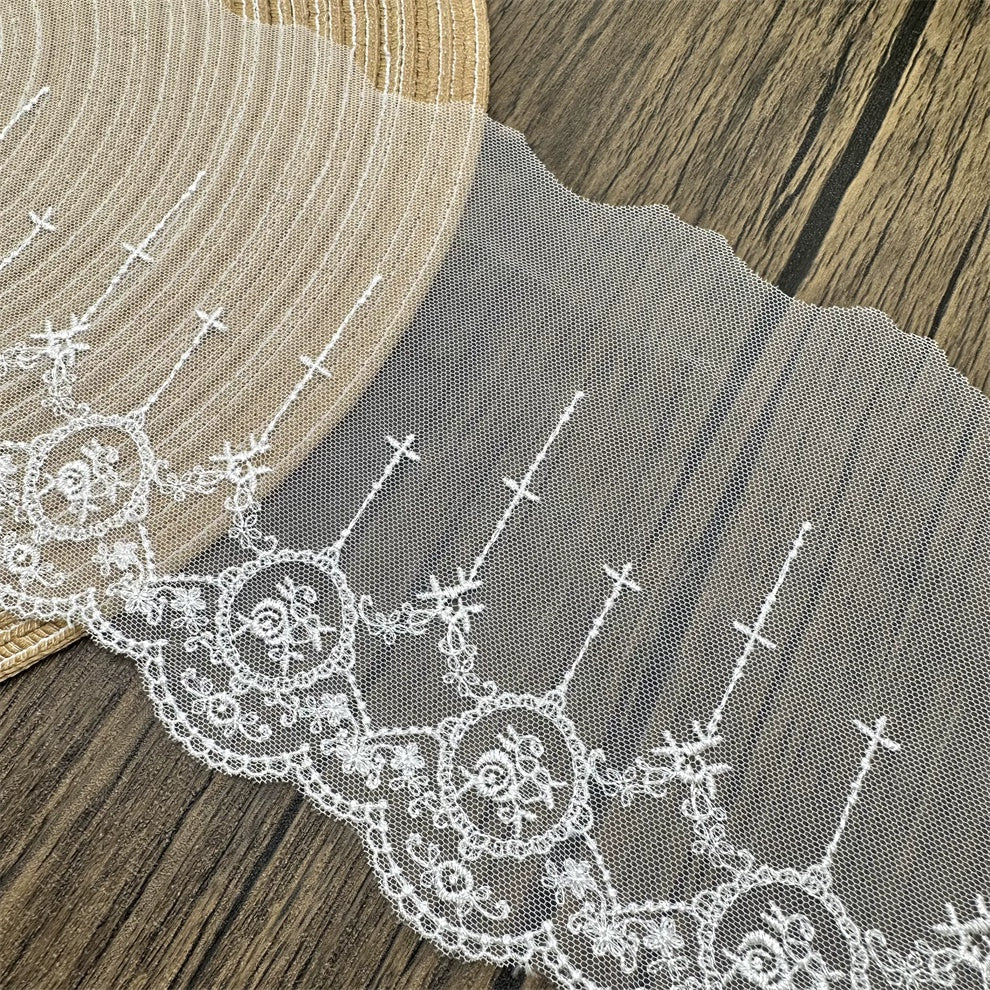3812 Encaje blanco PT hilo malla bordado encaje accesorios falda vestido de novia cortinas DIY accesorios decorativos de ropa