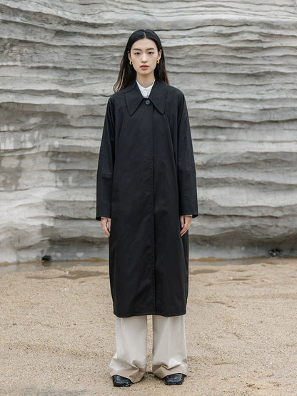 CAREMIND 24SS [Gabardina negra ideal] Diseño de nicho, gabardina negra pura mediana y larga para mujer 24 otoño 