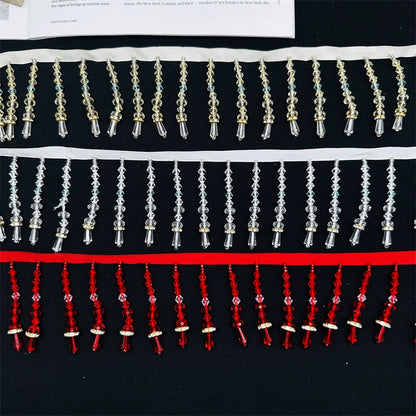 3724 Colgante de cristal de imitación con flecos y cuentas, accesorios de encaje hechos a mano para ropa, vestido, tocado, cortina, encaje decorativo