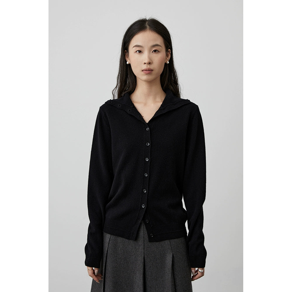 [Warm Air] CAREMIND Autumn Solid Color Simple Wool Knitted Sweater Lapel Button Cardigan Sweater Jacket