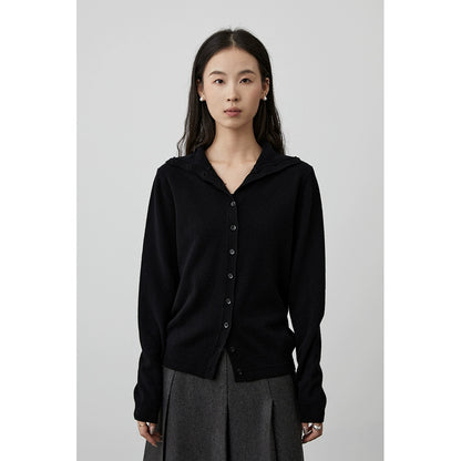 [Warm Air] CAREMIND Autumn Solid Color Simple Wool Knitted Sweater Lapel Button Cardigan Sweater Jacket