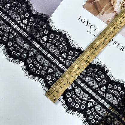 3739 Ropa de alta calidad en blanco y negro, accesorios para vestidos de novia, tela de encaje hueco, ropa interior, encaje de pestañas unilateral