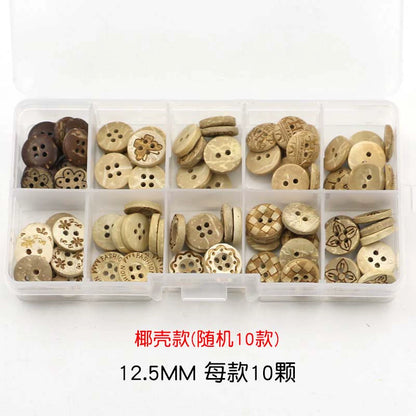 3352★  Coconut Round Shirt Button Women's Button Painted Shirt Small Button DIY Handmade Clothes Wooden Button Coconut Shell Wood