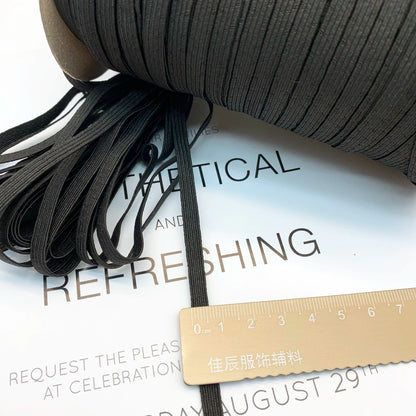 3867 3 mm 5 mm 6 mm 9 mm negro y blanco delgado plano estrecho alto elástico caballo banda elástica puños cintura banda de goma hebilla cuerda accesorios