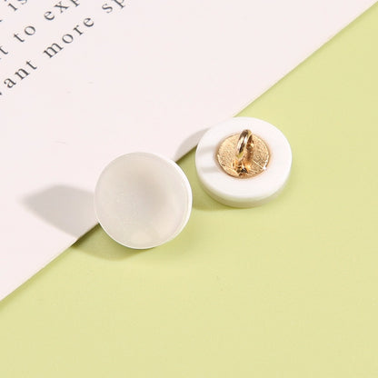 3331★  Round high-end men's and women's white shirt decorative button cardigan shirt cuffs neckline versatile button chiffon buttons