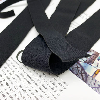 3869 1-3,8 cm banda elástica de nailon puro engrosada de gamuza negra, accesorios de alta elasticidad, cinturilla deportiva de yoga, cuerda de goma