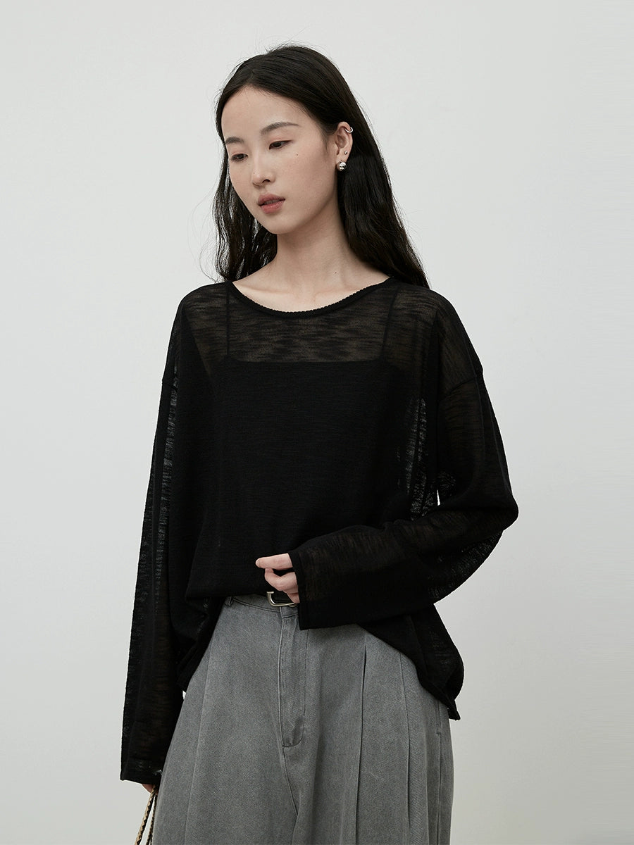 CAREMIND Original Chic Turmeric Light Blusa Lazy Holiday Style Cuello Redondo Suéter Superior Para Mujer 