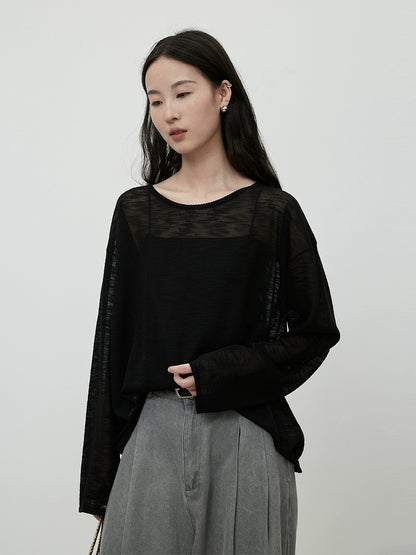 CAREMIND Original Chic Turmeric Light Blusa Lazy Holiday Style Cuello Redondo Suéter Superior Para Mujer 