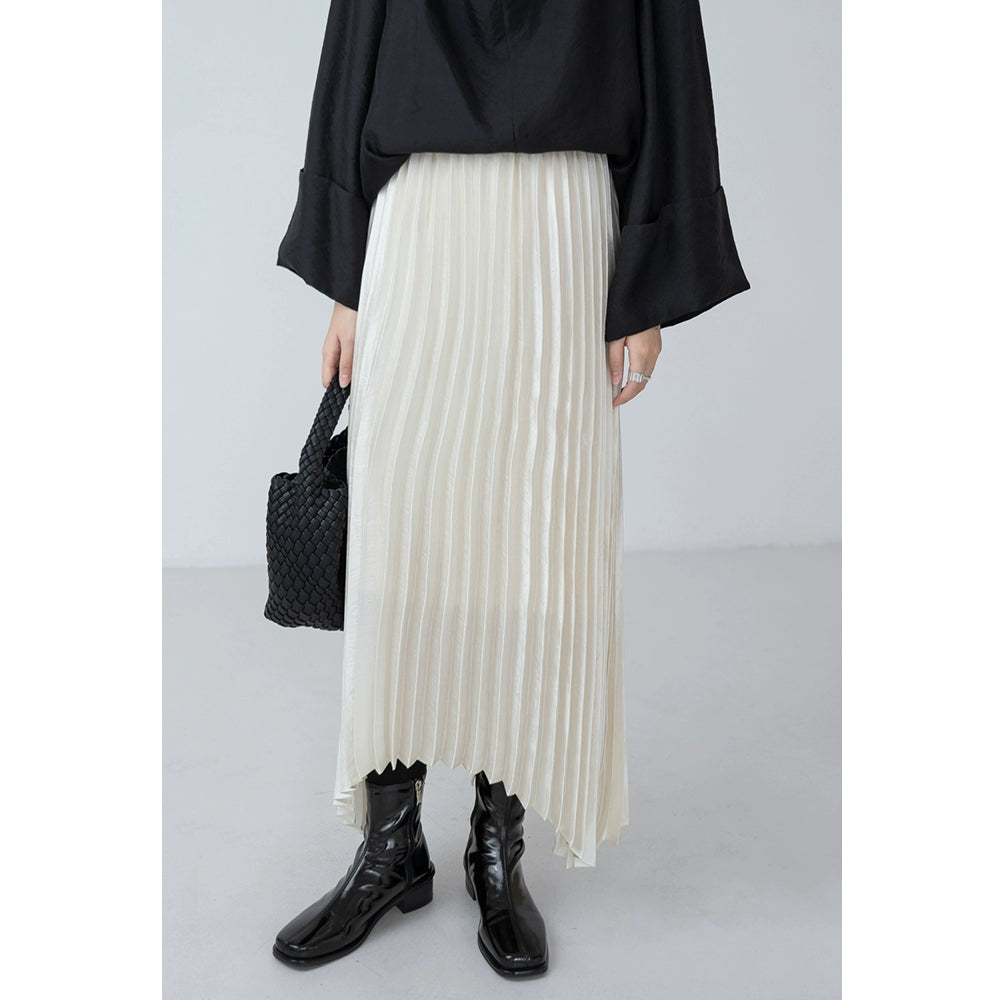 [Oferta por tiempo limitado] Conjunto de camisa con textura satinada brillante premium y falda irregular de CAREMIND para primavera 