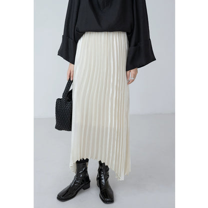 [Oferta por tiempo limitado] Conjunto de camisa con textura satinada brillante premium y falda irregular de CAREMIND para primavera 