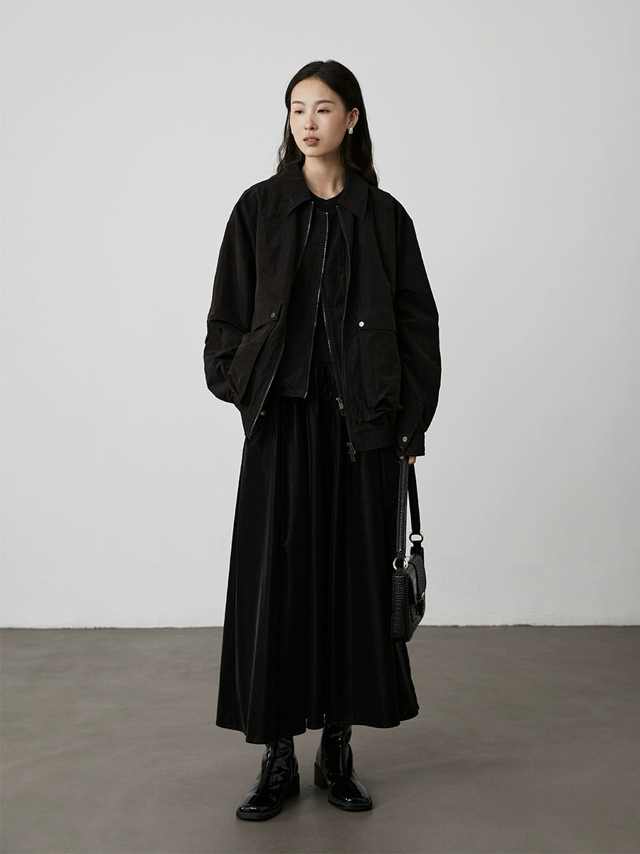 [Veste Kurokawa] CAREMIND Yamamoto Veste courte décontractée noire Veste à revers texturée à grande poche