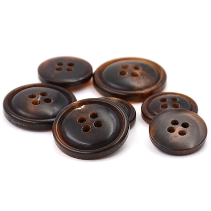 3440★ Botones de traje con cuatro ojales esféricos de cuerno real natural para hombre, traje informal con botones, gabardina color café