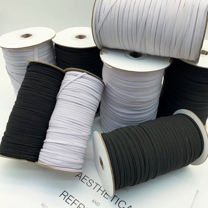 3867 3 mm 5 mm 6 mm 9 mm negro y blanco delgado plano estrecho alto elástico caballo banda elástica puños cintura banda de goma hebilla cuerda accesorios