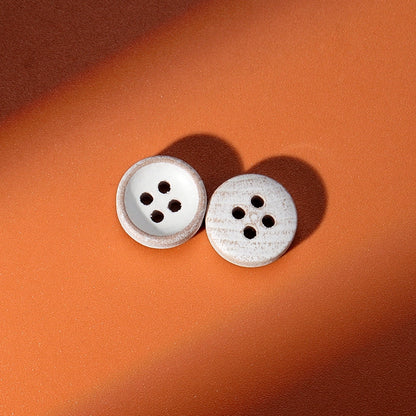 3328★  Natural wood round button shirt shirt children's wood buttons retro burnt edge log color bowl-shaped small buttons