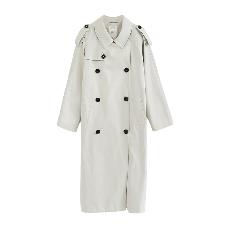 CAREMIND original diseño cruzado sentido nicho gabardina caqui mujer rodilla media y larga otoño 