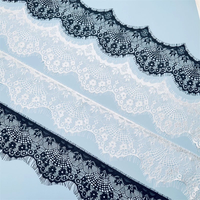 3765 Modelo de gran venta de 10 cm de ancho, accesorios de encaje para pestañas en blanco y negro, cortinas hechas a mano DIY, ropa, superficie de encaje decorativo