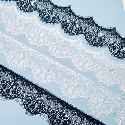 3765 Modelo de gran venta de 10 cm de ancho, accesorios de encaje para pestañas en blanco y negro, cortinas hechas a mano DIY, ropa, superficie de encaje decorativo