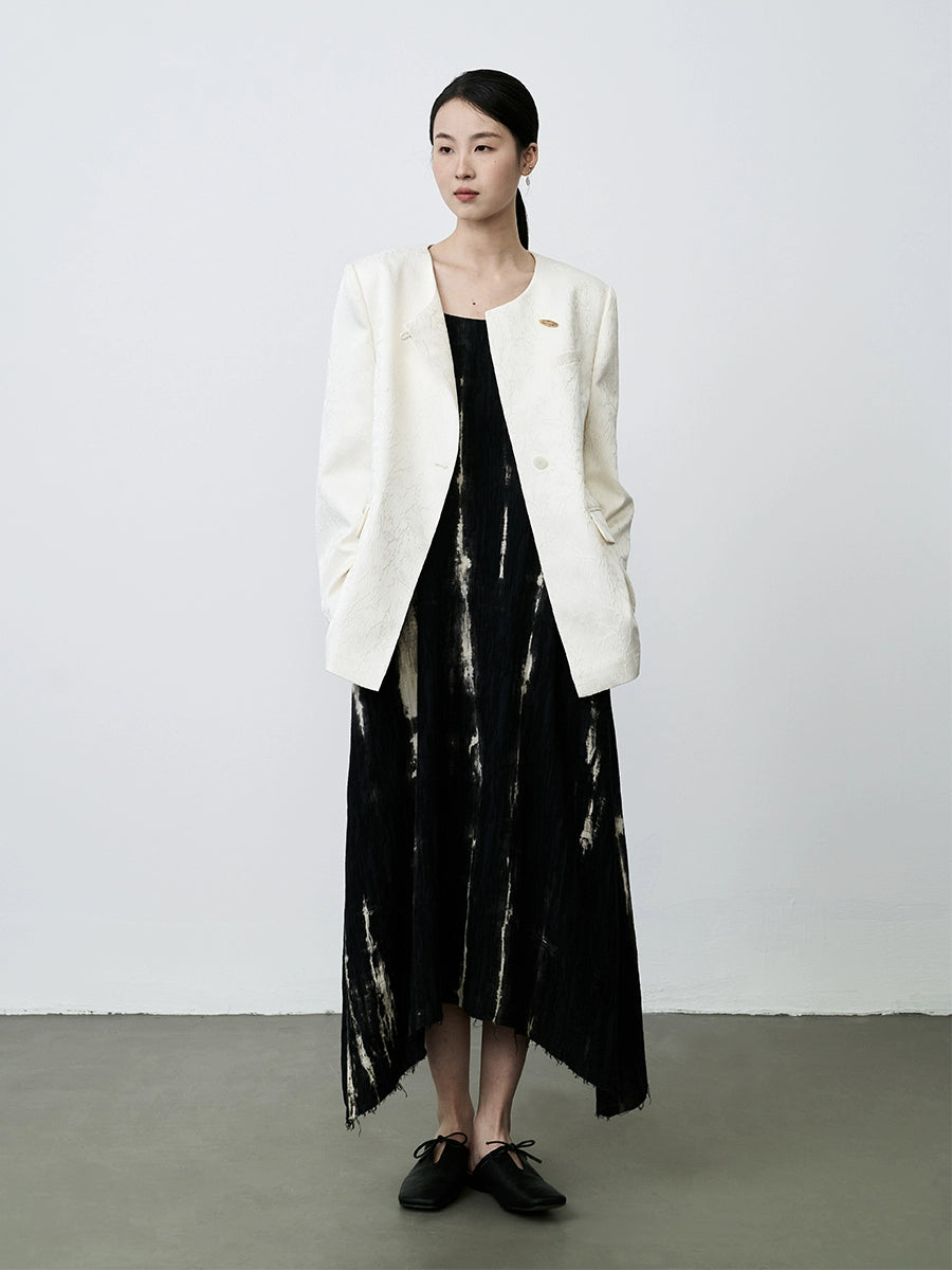 Vestido con tirantes de mezcla de lino y algodón de primera calidad en color negro de CAREMIND, vestido largo con falda tipo paraguas con péndulo grande irregular 