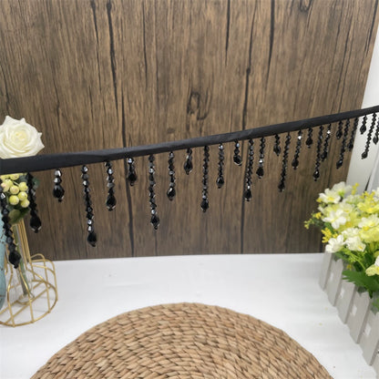 3690 Ancho 5,5 cm, cristal colgante con cuentas y flecos de encaje para ropa, empalme de boda, tocado, cortina, lámpara de escritorio, accesorios de decoración