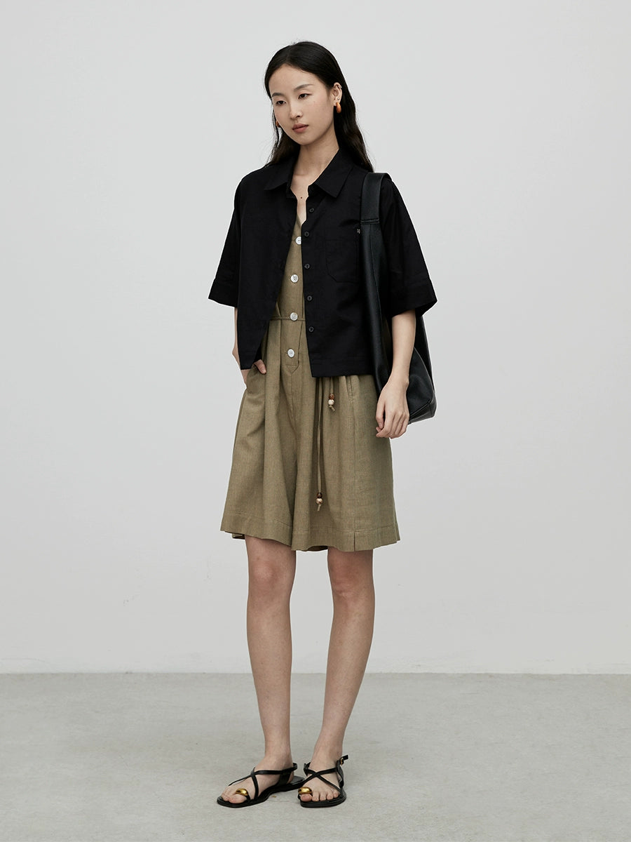 [Mono de vacaciones] Mono sin mangas con herramientas personalizadas de CAREMIND, chaleco con cordones en la cintura y pantalones cortos de pierna ancha 