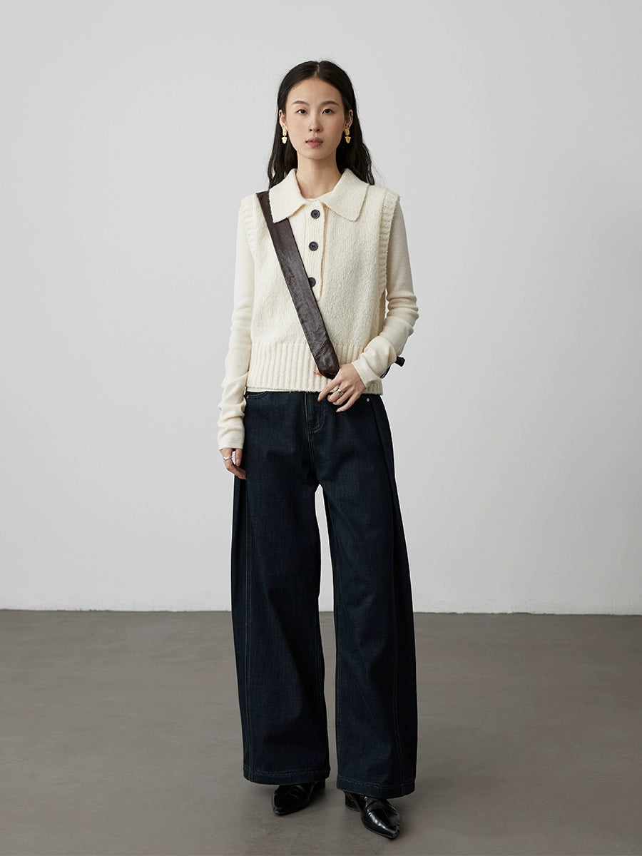 [Suéter Julie] Chaleco versátil de punto con solapa CAREMIND, chaqueta sin mangas exquisita retro de tres colores 