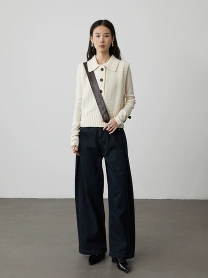 [Suéter Julie] Chaleco versátil de punto con solapa CAREMIND, chaqueta sin mangas exquisita retro de tres colores 