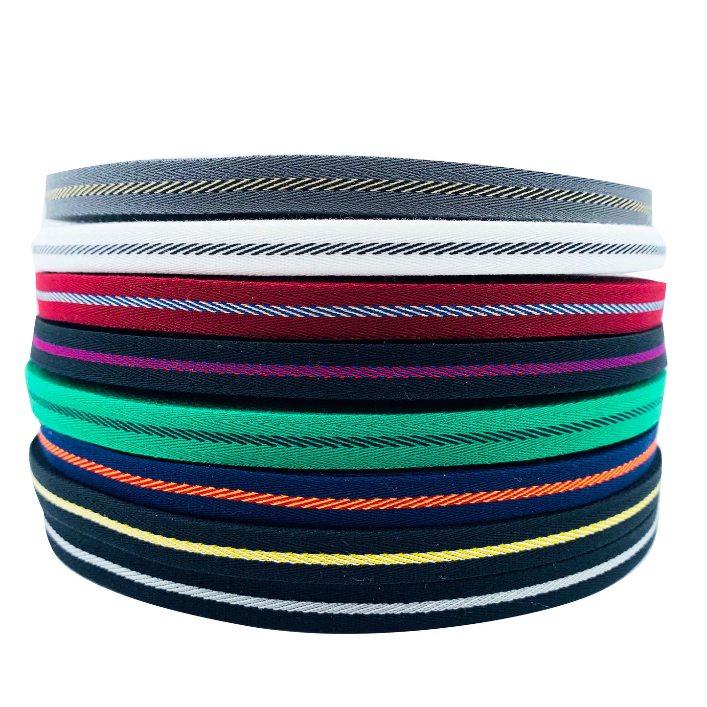 3863 Tira de cinta de sarga intercoloreada de 1 cm con ribete en el borde lateral, tira de presión, cinta jacquard, accesorios de ropa para textiles del hogar