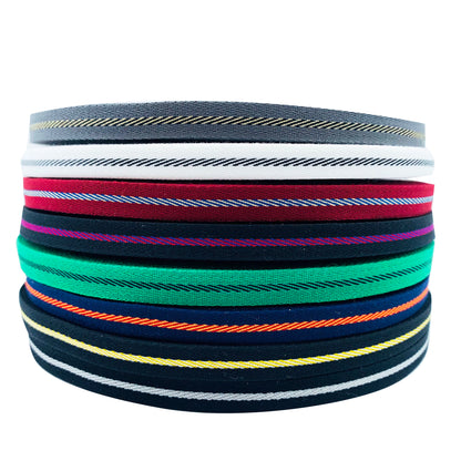 3863 Tira de cinta de sarga intercoloreada de 1 cm con ribete en el borde lateral, tira de presión, cinta jacquard, accesorios de ropa para textiles del hogar