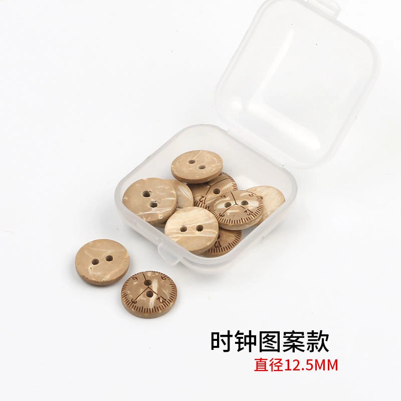 3352★  Coconut Round Shirt Button Women's Button Painted Shirt Small Button DIY Handmade Clothes Wooden Button Coconut Shell Wood