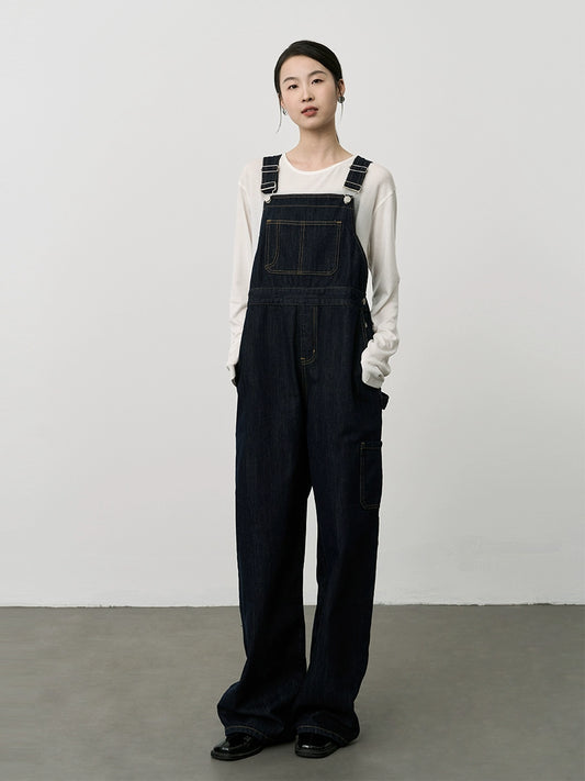 Mono vaquero retro azul marino de CAREMIND, nueva versión coreana, mono fino reductor de edad