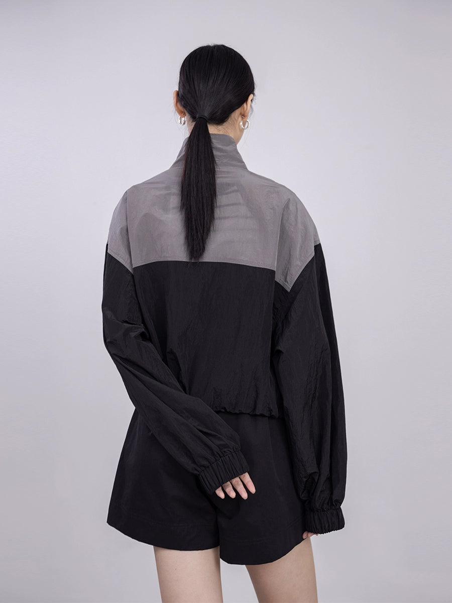 [Oferta especial por tiempo limitado] Chaqueta ligera de otoño con protección solar a juego en blanco y negro con reducción de edad y estilo deportivo 