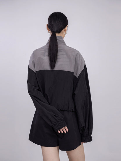 [Oferta especial por tiempo limitado] Chaqueta ligera de otoño con protección solar a juego en blanco y negro con reducción de edad y estilo deportivo 