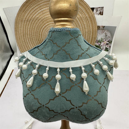 3707 Accesorios de encaje de perlas con flecos DIY Cortina de cuentas Hanfu Xiacheng Cheongsam Puños Cuello Clavo Cincha de cuentas