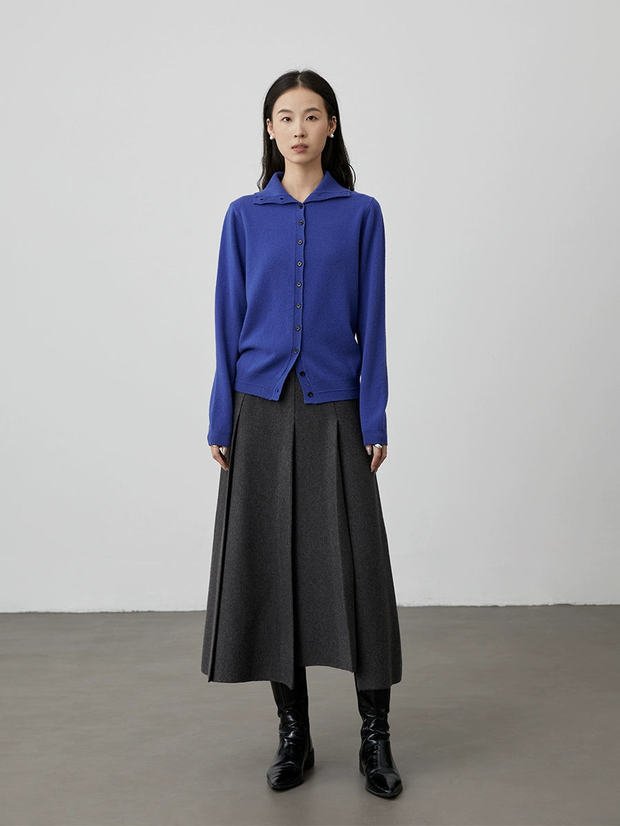 [Warm Air] CAREMIND Autumn Solid Color Simple Wool Knitted Sweater Lapel Button Cardigan Sweater Jacket