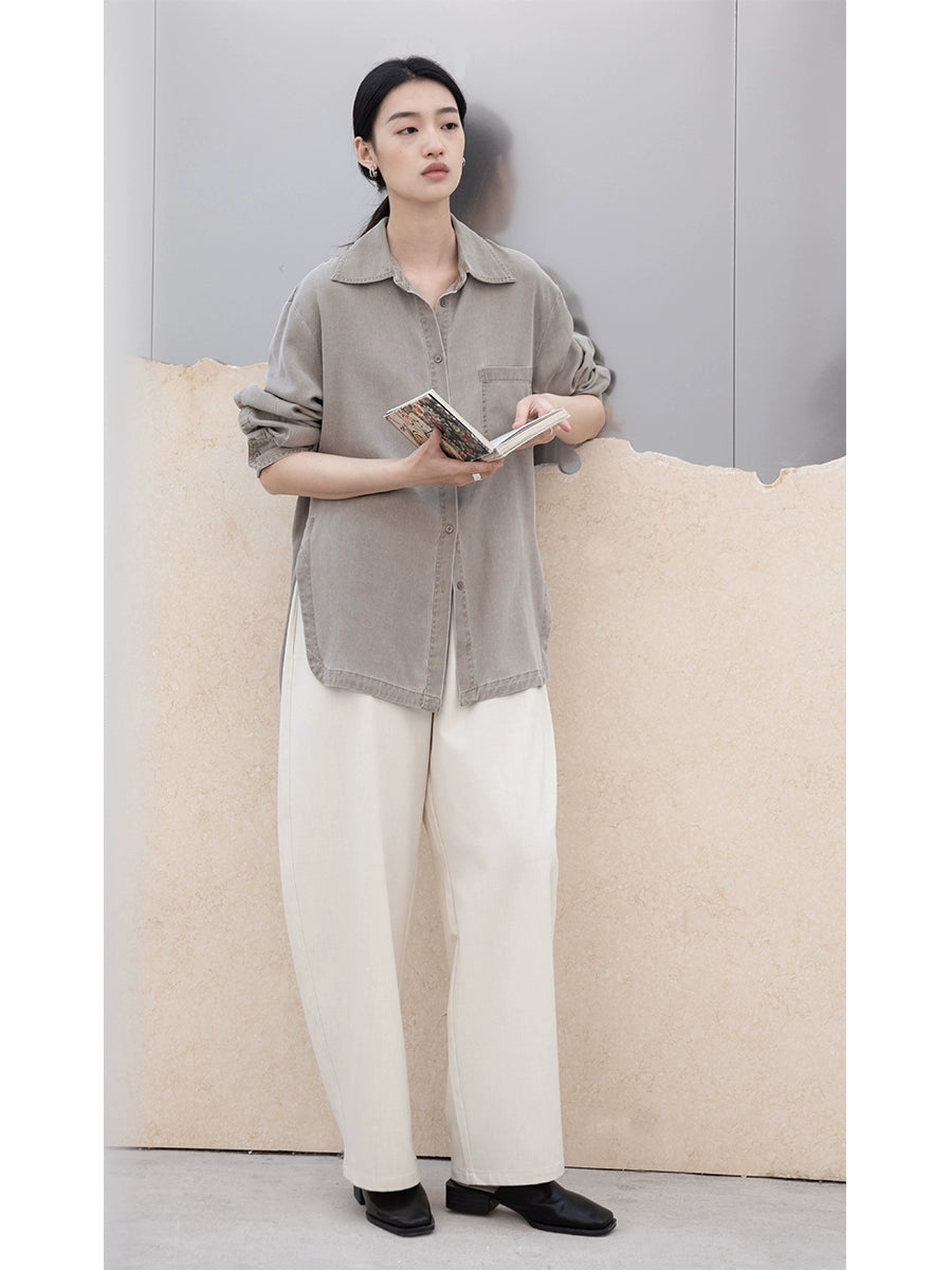 [Oferta por tiempo limitado] Pantalones CAREMIND con colgante de cintura alta y cobertura de cadera, color rábano, holgados, de primavera, de color liso para mujer 