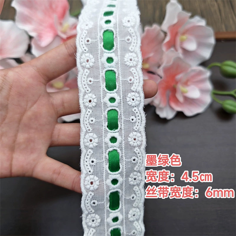 3553★ Ancho 4,5 cm Nuevo color Cinta de algodón Hilo de encaje Hecho a mano DIY Lolita Accesorios de ropa de bebé
