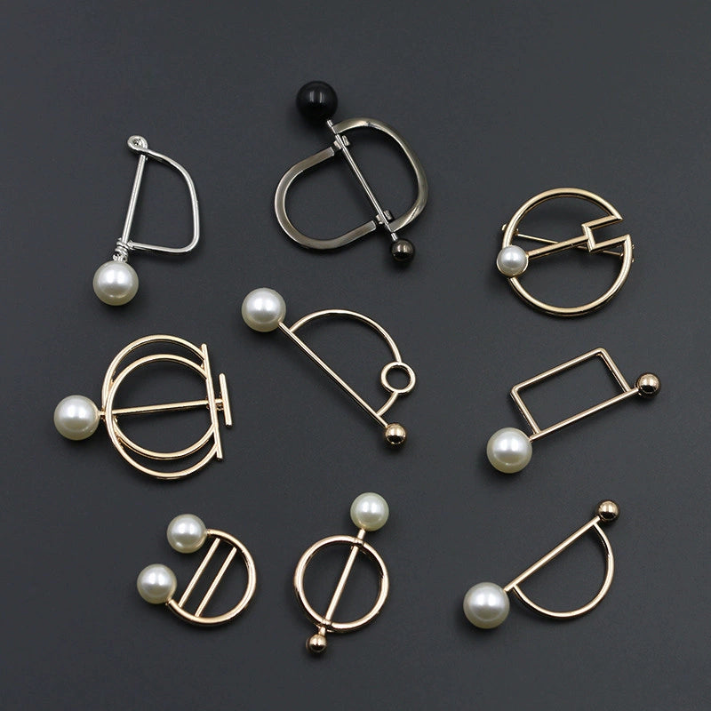 3529★ Versión coreana de moda con hebilla de anillo de metal, hebilla de alfiler de perla, abrigo, chaqueta, suéter, bufanda, accesorios, hebilla decorativa, hebilla de cinturón