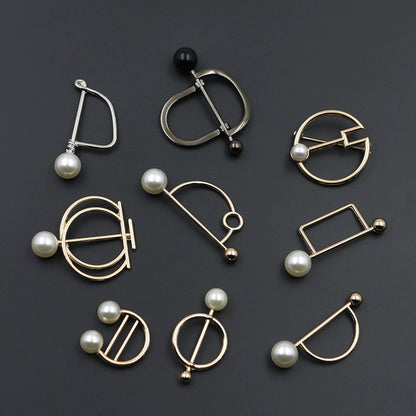 3529★ Versión coreana de moda con hebilla de anillo de metal, hebilla de alfiler de perla, abrigo, chaqueta, suéter, bufanda, accesorios, hebilla decorativa, hebilla de cinturón
