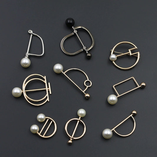 3529★ Versión coreana de moda con hebilla de anillo de metal, hebilla de alfiler de perla, abrigo, chaqueta, suéter, bufanda, accesorios, hebilla decorativa, hebilla de cinturón