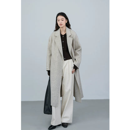 [Oferta especial por tiempo limitado] Diseño original silueta abrigo de lana de alta gama invierno mediano y largo temperamento de lana de doble cara otoño 