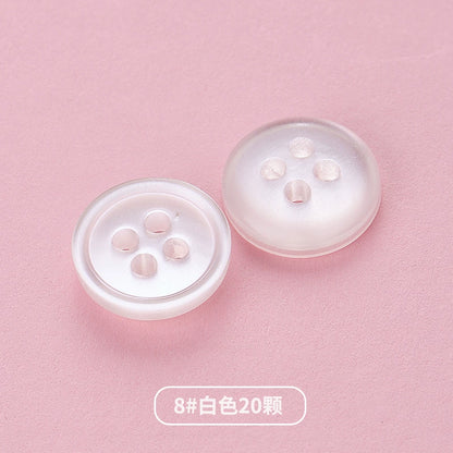 3354★  Shirt Buttons White Black Men's Round Cardigan Chiffon Shirt Top Cuffs Pearlescent Buttons Resin Buttons
