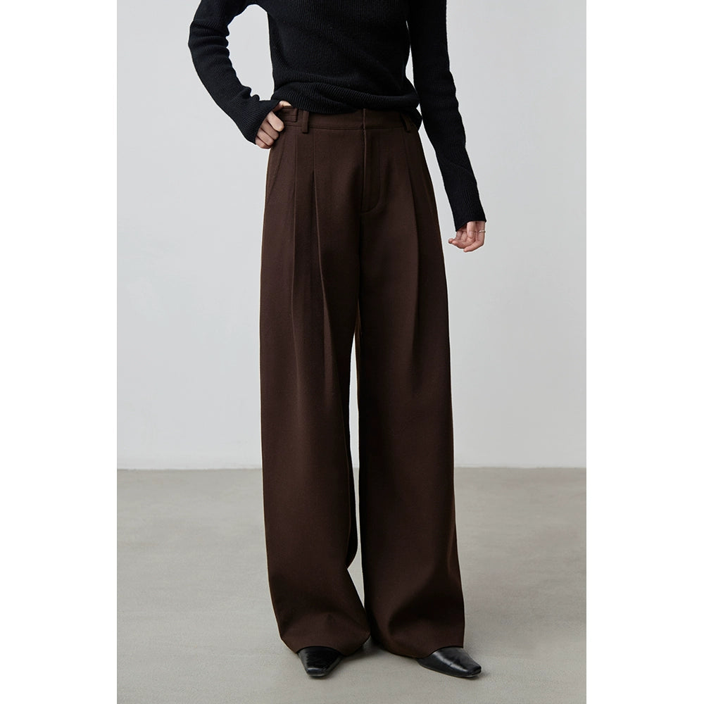 Pantalon décontracté CAREMIND Maillard, nouveau pantalon droit taille haute, ample et fin, drapé, repassage gratuit, pour femme