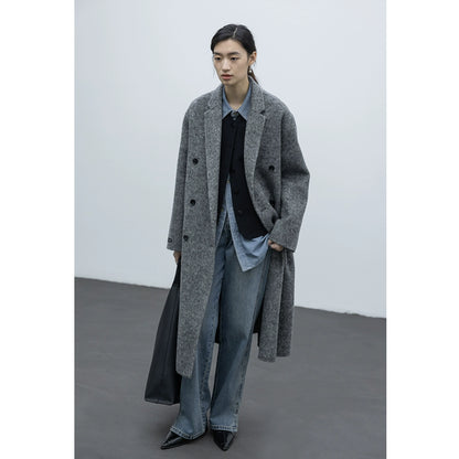 [Oferta especial por tiempo limitado] Chaqueta de abrigo hasta la rodilla de lana de doble cara con textura de cachemira 100 % CAREMIND original para mujer 