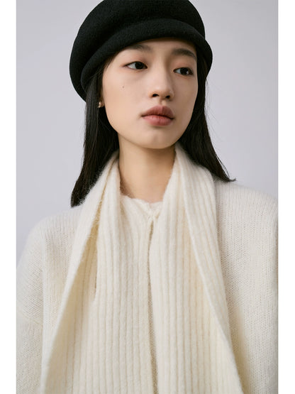 Suéter de alpaca blanco puro de alto valor de CAREMIND, suéter de punto con bufanda suave simple y de moda, traje para mujer 