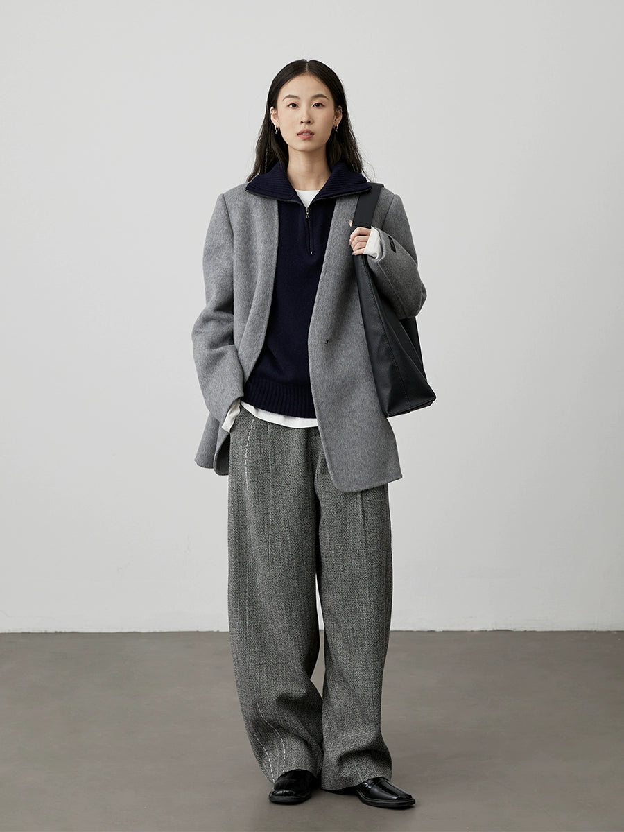 [Chaleco] Chaleco de lana con cremallera tipo chaqueta CAREMIND Chaleco de punto de primera calidad 