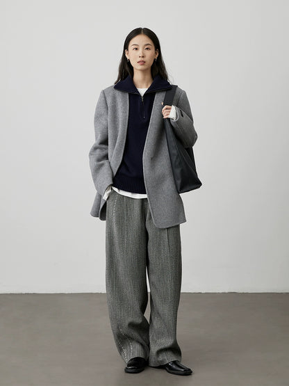 [Chaleco] Chaleco de lana con cremallera tipo chaqueta CAREMIND Chaleco de punto de primera calidad 